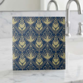 Art Deco Geometric Pat#6 olive navy ID1196 タイル