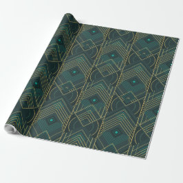 Art Deco Geometric Uplift - Turquoise Teal ラッピングペーパー