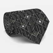 Art Deco Geometry Black & Silver Luxury Pattern ネクタイ (ロール)