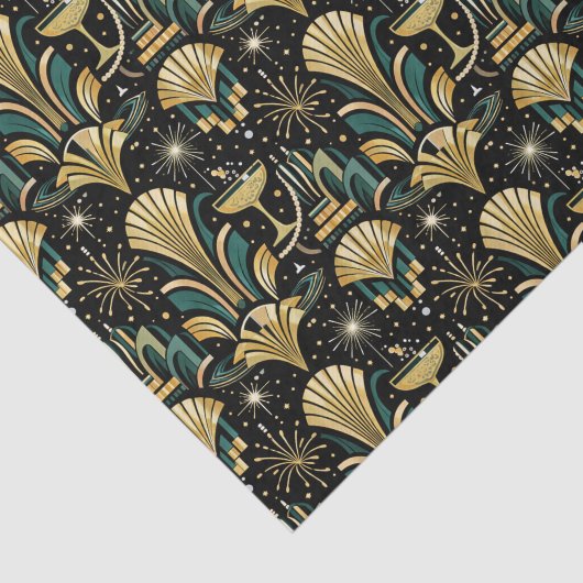 Art Deco Gilded Skyline New Year Pattern 薄葉紙 (詳細)