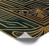 Art Deco Ginkgo Leaf Sunburst Poster | Gold Teal  ポスター (角)