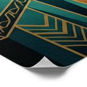 Art Deco Ginkgo Tree Ocean Cliff Gold Teal Poster ポスター (角)