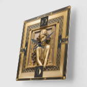 Art Deco Girl スクエア壁時計 (傾斜)