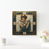 Art Deco Girl スクエア壁時計 (ホーム)