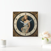 Art Deco Girl スクエア壁時計 (ホーム)