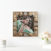 Art Deco Girl スクエア壁時計 (ホーム)