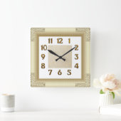 Art Deco Gold スクエア壁時計 (ホーム)