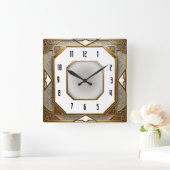 Art Deco Gold スクエア壁時計 (ホーム)
