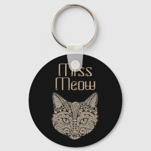 Art deco gold and black Egyptian style cat キーホルダー