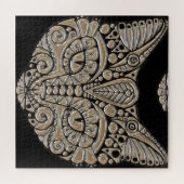 Art deco gold and black Egyptian style cat ジグソーパズル (横)
