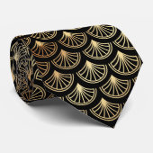Art Deco Gold and Black Tiled ネクタイ (ロール)