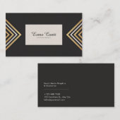 Art Deco Gold Chevron Modern Black Geometric 名刺 (正面/裏面)