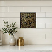 Art Deco Gold Dragonfly Black Geometric Design タイル