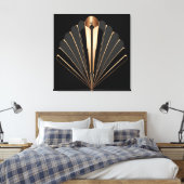 Art Deco Gold Fan Geometric Elegance キャンバスプリント (インサイチュ (寝室))