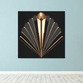 Art Deco Gold Fan Geometric Elegance キャンバスプリント (インサイチュ (ウッドフロア))