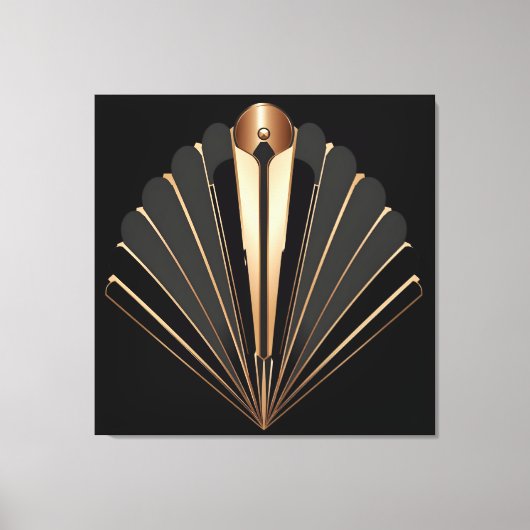 Art Deco Gold Fan Geometric Elegance キャンバスプリント (正面)
