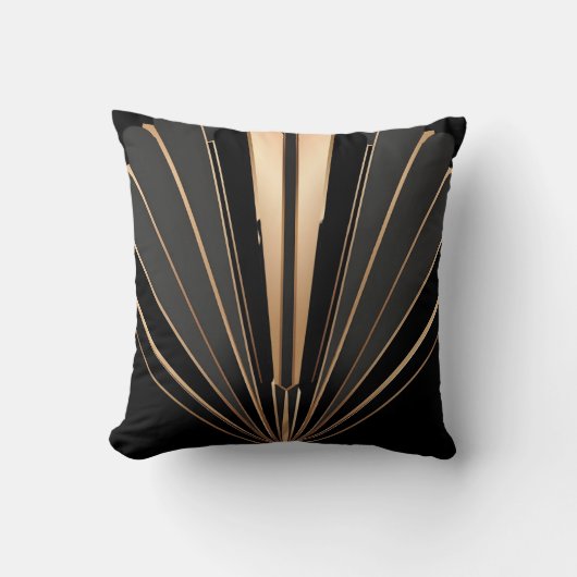 Art Deco Gold Fan Geometric Elegance クッション (正面)