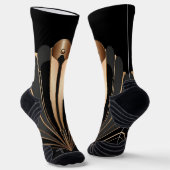 Art Deco Gold Fan Geometric Elegance ソックス (傾斜あり)