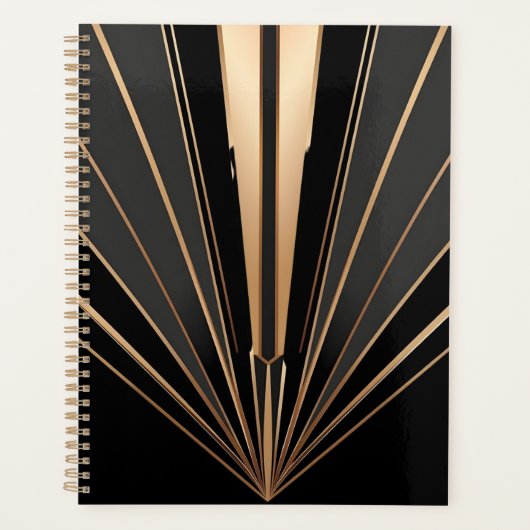 Art Deco Gold Fan Geometric Elegance プランナー手帳 (正面)