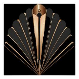 Art Deco Gold Fan Geometric Elegance ポスター