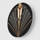 Art Deco Gold Fan Geometric Elegance ラージ壁時計 (傾斜)