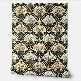 Art Deco Gold Floral Fan Accent Wall 壁紙