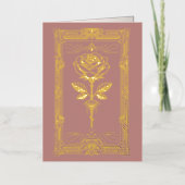 Art Deco Gold Foil Rose Valentine Card 箔グリーティングカード (正面)