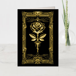 Art Deco Gold Foil Rose Valentine Card 箔グリーティングカード