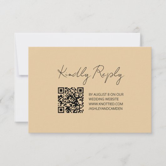Art Deco Gold Frame QR Code Wedding Response Card 出欠カード (正面)
