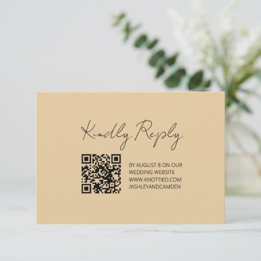 Art Deco Gold Frame QR Code Wedding Response Card 出欠カード (スタンド正面)