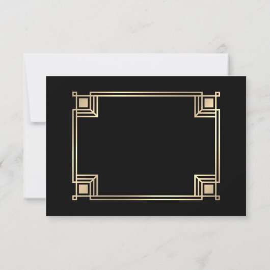 Art Deco Gold Frame QR Code Wedding Response Card 出欠カード (裏面)