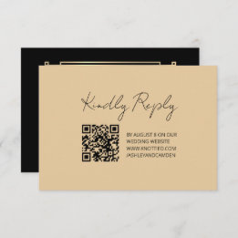 Art Deco Gold Frame QR Code Wedding Response Card 出欠カード