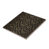 Art Deco Gold Geometric Pattern on Black タイル (側面)