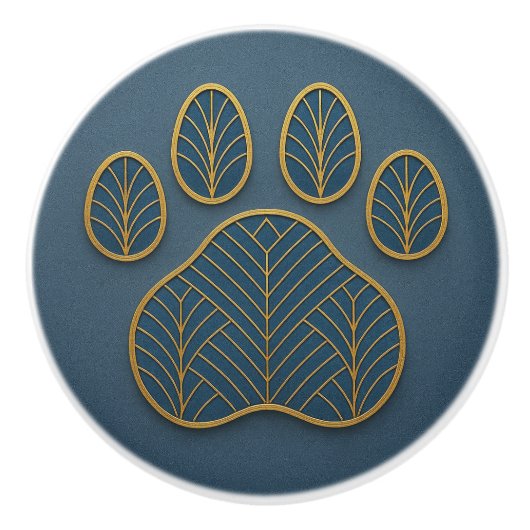 Art Deco Gold & Green "Metalwork" Paw Ceramic Knob セラミックノブ (正面)