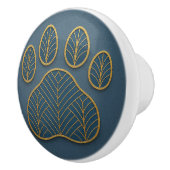 Art Deco Gold & Green "Metalwork" Paw Ceramic Knob セラミックノブ (右)