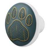 Art Deco Gold & Green "Metalwork" Paw Ceramic Knob セラミックノブ (右)