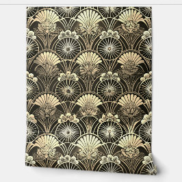 Art Deco Gold Moody Floral Geometric 壁紙