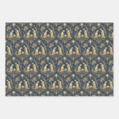 Art Deco Gold Nativity Pattern on Navy ラッピングペーパーシート (正面2)