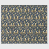 Art Deco Gold Nativity Pattern on Navy ラッピングペーパー (フラット)