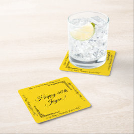 Art Deco Gold on Black Birthday Party スクエアペーパーコースター