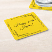 Art Deco Gold on Black Birthday Party スクエアペーパーコースター (アングル)