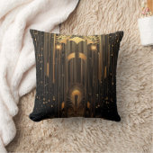 Art Deco Gold Rain Egyptian Art Black 15 x 15 クッション (ブランケット)