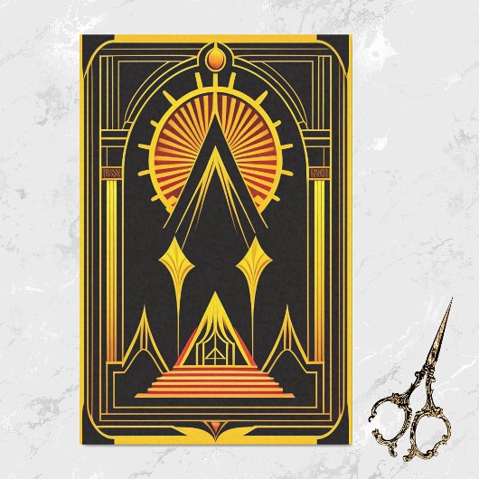 Art Deco Gold Red Black Artwork 薄葉紙