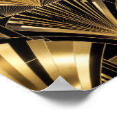 Art Deco Gold Sunburst Black Gold Geometric Luxury ポスター (角)