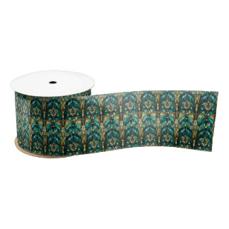 Art Deco Gold & Teal Satin Ribbon サテンリボン