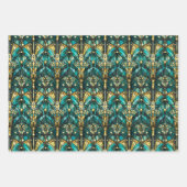 Art Deco Gold & Teal Wrapping Paper Flat Sheets ラッピングペーパーシート (正面)