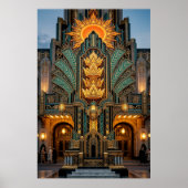 Art Deco Golden Crown Monument Architecture ポスター (正面)