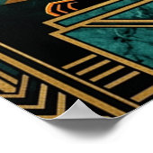 Art Deco Golden Radiance Black Cat Wall Art ポスター (角)