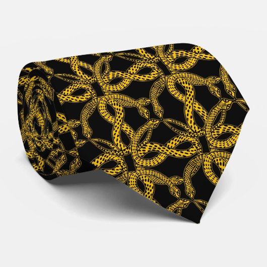 Art Deco Golden Snake Pattern ネクタイ (ロール)