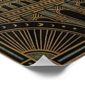 Art Deco Golden Sun Face Palace Poster | Celestial ポスター (角)